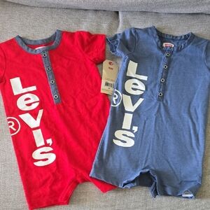 Levi's Red and Blue Baby Romper Set